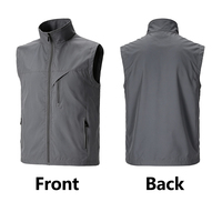 Gilet sans manches coupe-vent en softshell pour homme, automne |   Gilet de sport respirant à fermeture éclair, multi-poches, séchage rapide, 100% polyester pour
