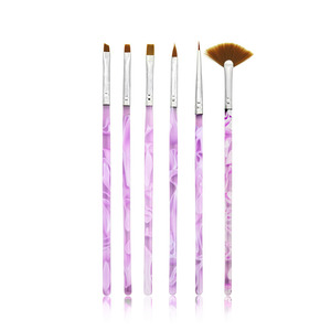 Ensemble de 6 pinceaux à ongles en acrylique avec manche en cristal, pinceaux professionnels pour le dessin d'art sur les ongles, extension et manucure - Product Image 1