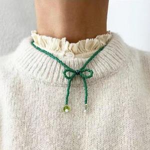 INS filles coeur arc <span class=keywords><strong>collier</strong></span> avec perle d'eau douce pastorale clavicule chaîne français perles romantiques pour printemps/été - Product Image 2