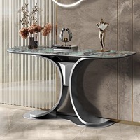 Armoire d'entrée simple moderne Table console murale en marbre de luxe italien Nouvelle table console en acier inoxydable Chinoiserie