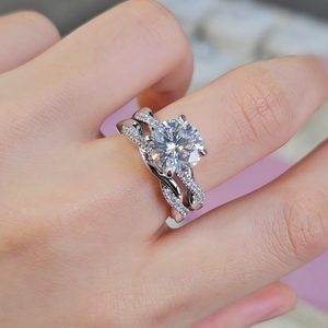 En Çok Satan Gelin Seti, <span class=keywords><strong>3</strong></span> Karat Mozanit Yüzük, 925 Ayar Gümüş Lüks Nişan, Üst Düzey Hediye - Product Image 2