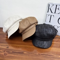 Chapeau octogonal en daim vegan de haute qualité Landfond pour femmes, style vintage, chapeau béret