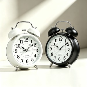 Vintage Twin Bell Analog Alarm <b>Clock</b> Metal Quartz Desk <b>Clock</b> with Backlight Round Bedroom Home Decor - Product Image 6