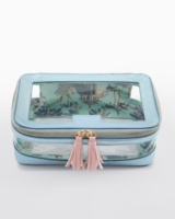 Sac de Mahjong Américain Jaune Citron en PU avec Fenêtre Transparente, Doublure Florale, Fermeture Éclair à Pompon, Étui de Rangement pour Tuiles de Mahjong de Voyage, Vente en Gros