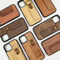 Set Hadiah Kayu Ceri Polos Berukir dan Dicetak, Casing Ponsel Kayu Keras Alami Walnut Bambu untuk iPhone 14 Pro Max