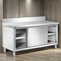 Table de travail de cuisine en acier inoxydable robuste avec armoire et capacité d'extension modulaire pour le stockage dans les restaurants
