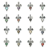 Cadre en acier inoxydable de conception unique pendentif en pierre naturelle avec breloque en pierre précieuse ptérosaure