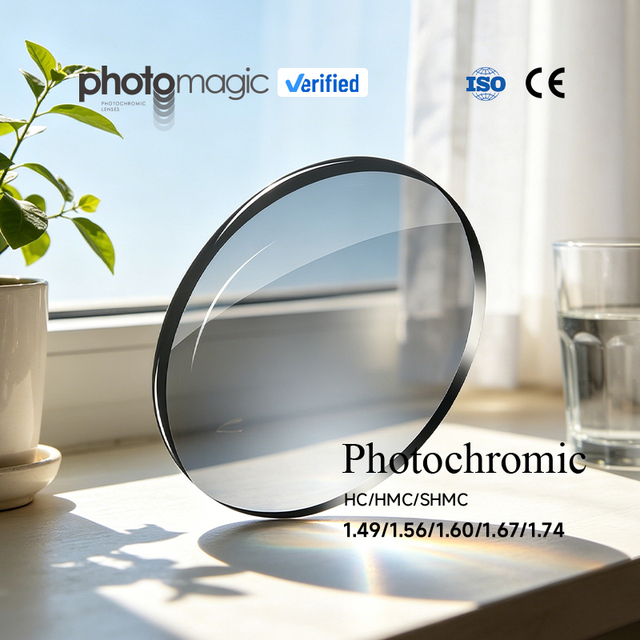 Photomagic Manufacturers Photomagic 1.56 Photochromic Single Vision Resin Lenses CR39 HMC Wholesale Photogrey Ophthalmic Lenses