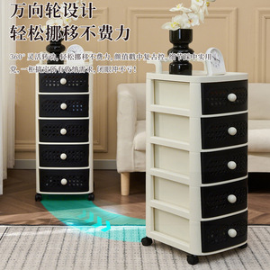 Retro Rattan Drawer Storage Cabinet Multi Layer Plastic Movable Household Organizer Standing Type Rectangle Shape - Product Image 3