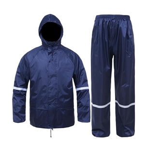 Traje Impermeable Reflectante Azul Marino de Poliéster OEM de Fábrica, Chaqueta de <span class=keywords><strong>Lluvia</strong></span> de Doble Capa de 2 Piezas para Motocicleta - Product Image 1