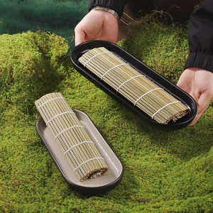 Vaisselle de style montagne, assiettes à fondue sur le thème de la montagne, assiettes ovales noires créatives pour chou frisé et bœuf, assiettes pour filet de bœuf fraîchement coupé. - Product Image 4
