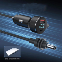 Untuk Starlink Mini 2in1 Kabel Daya DC Adaptor Pemantik Rokok Tampilan Digital Kabel Pengisi Daya Mobil dengan Port USB Tipe-C