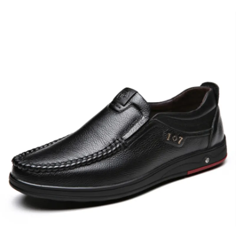 new leisure non-slip black men genuine leather shoes