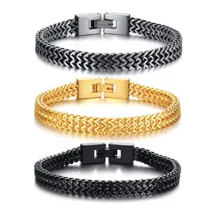 Fashion Simple Multi-layer Jewelry Stainless Steel Keel Chain Bracelet for Men's Bracelet Gold Silver Color Machine Trendy