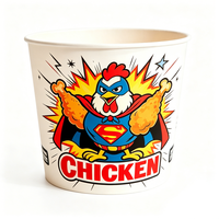 Seau à poulet frit personnalisé OEM ODM, logo personnalisé, emballage de poulet en gros pour chaîne de marques, boîte d'emballage de poulet en couleur pleine.