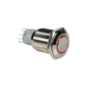 Onpow ROUND <b>METAL</b> PUSH <b>BUTTON</b> SPDT 1NO 1NC - ORANGE RING - Product Image 1