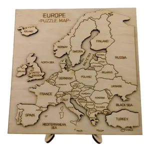 Laser cut 3d Europe map wooden puzzle, Educational toy Wood map, wooden country map