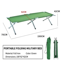 Lit de camp simple pliable en acier léger de style farmhouse moderne pour l'extérieur et la plage