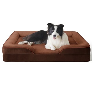 Cama de perro de espuma viscoelástica ortopédica de felpa gris personalizada al por mayor, cama de mascota rectangular no masticable con almohada de <span class=keywords><strong>4</strong></span> lados - Product Image 6