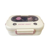 Kawaii niños 3 compartimentos Tiffin contenedor de comida de acero inoxidable aislado al vacío termo Bento caja de almuerzo para la escuela niños