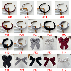 Europäischer und amerikanischer Stil Knoten Satin Schwamm Stirnband Benutzer definiertes Logo Einfarbige Mädchen Bogen Haars pange Mode Gepolstertes Haarband - Product Image 5