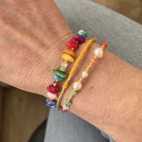 Bracelet Bohème Perlé KKBEAD pour Femme, Multicolore, Coquillages, Perles, Pierres, Plaqué Or, Empilable, Bijou Tendance pour les Vacances