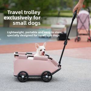 कुत्ते की गाड़ी 4-पहिया फोल्डेबल पोर्टेबल समायोज्य हल्के पालतू ट्रॉली - Product Image 4