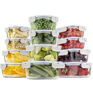 Juego de Recipientes de Vidrio Borosilicato de Alta Calidad, 12 Piezas, con Tapas de PP Aptas para Microondas, Diseño Europeo, para Cocina y Almuerzo - Product Image 2