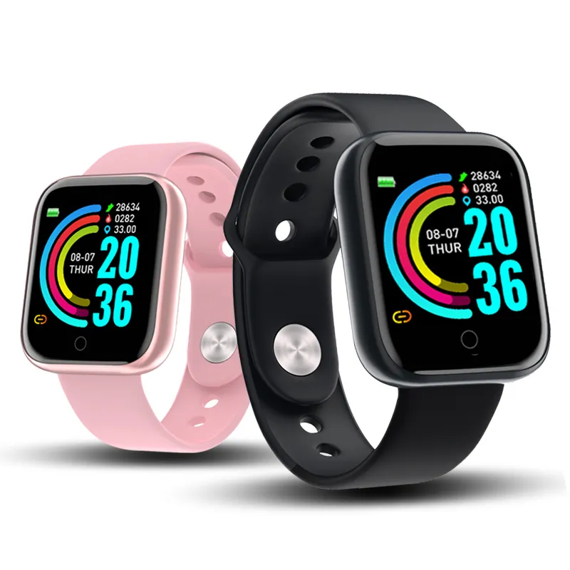 D20 Y68 Women and Men Smartwatch for Apple IOS Android Heart Rate Monitor Smart Watch Blood Pressure Sports Tracker Wristband