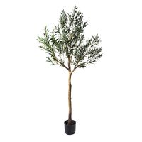 Arbre artificiel Ficus de 1,80 m en PE+PP avec pot, décoration intérieure pour la maison et le bureau, arbre en pot avec tronc en bois naturel et fruits réalistes
