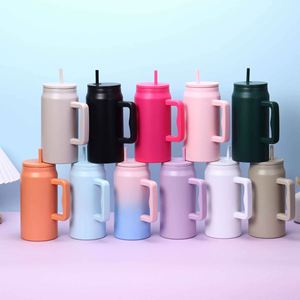 Stainless Steel Tumbler With Straw Double Wall Vacuum Insulated Travel Mug Minimalist Design 12-24 Hours Thermal Keep Warm Cold - Product Image 1