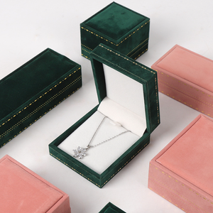 Factory Premium Customized Logo Accepted Luxury Rectangle Velvet Jewelry <b>Box</b> for <b>Rings</b> Pendants Earrings Bracelets Necklaces - Product Image 1