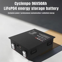 بطارية CYCLENPO عالية الجهد LiFePO4 96 فولت 50 أمبير في الساعة 68 كجم مقاومة للماء IP55 تدوم 6000 دورة لعربات الجولف/القوارب/أنظمة تخزين الطاقة الشمسية