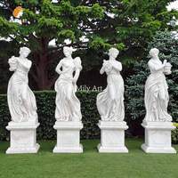 Statue de déesse des quatre saisons en marbre grandeur nature personnalisée MILY, sculpture en un seul ensemble pour la décoration de jardin extérieur