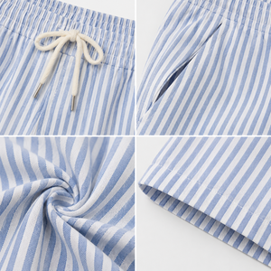 Pantalones Cortos Seersucker Personalizados para Hombre, Rayados, Estilo Costero, Ropa de Verano Informal, Fabricante OEM ODM de Marca Privada - Product Image 2