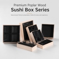 Boîte à sushi en bois de pin de qualité supérieure, style japonais, boîte de présentation de sashimi avec couvercle transparent, logo personnalisé, conteneur alimentaire professionnel