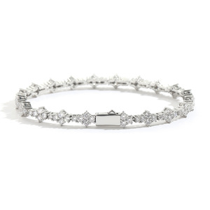 Pulsera de tenis de latón con circonitas 5A de 7mm, diseño flor de ciruelo, con cierre de resorte, chapada <span class=keywords><strong>en</strong></span> <span class=keywords><strong>oro</strong></span> de 14K, joyería Hip Hop <span class=keywords><strong>para</strong></span> mujer y <span class=keywords><strong>hombre</strong></span> - Product Image 4
