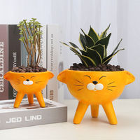 Pot de fleurs créatif en céramique, mignon, motif dessin animé, pour plantes succulentes, petit, simple, pour bureau ou maison, en forme d'animal
