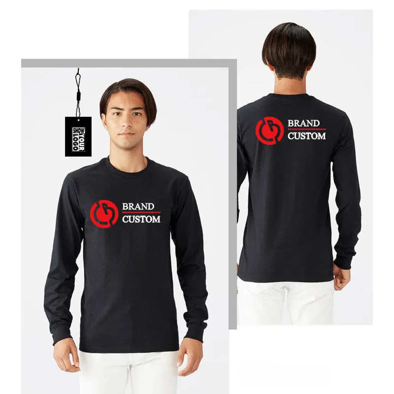Fast delivery custom design 100% cotton unisex long sleeves heavy weight premium cotton t shirt