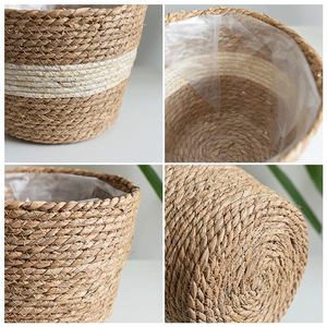 Sea Grass Woven Flower <b>Basket</b> Planter Home Decor for Living Room Floor Standing Storage for Balcony and Garden - Product Image 2