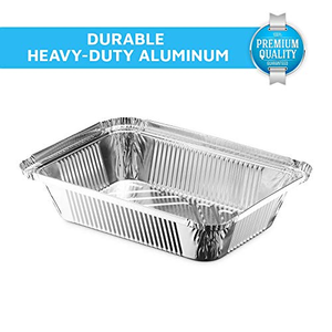 Bandejas de aluminio duraderas desechables de 9 x 13 pulgadas para hornear, bandejas de papel de aluminio de tamaño medio para horno con tapas para asar - Product Image 2