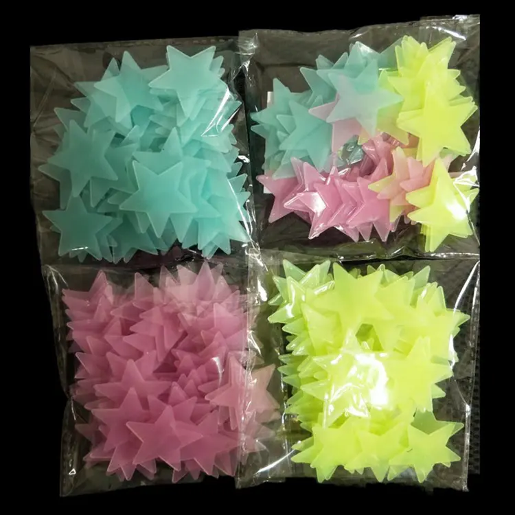 Plastic 3D high bright stars glowing in the dark luminous wall stickers