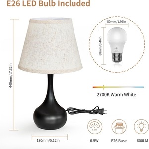 <span class=keywords><strong>Lampe</strong></span> de table en tissu minimaliste nordique moderne, taille moyenne, LED lumière du jour, protection des yeux, pour <span class=keywords><strong>salon</strong></span>, chambre à coucher, bureau de <span class=keywords><strong>lecture</strong></span> - Product Image 2