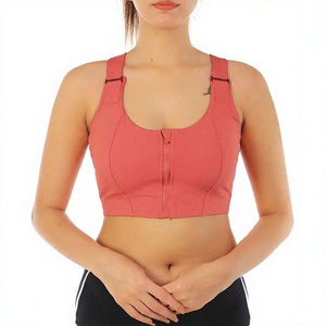 Women Plus Size High <b>Support</b> Front Zipper Sports Bra Breathable Quick Dry Workout <b>Crop</b> <b>Top</b> for Yoga Gym Running - Product Image 1