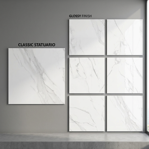Azulejos de Porcelana Esmaltada de Alto Brillo Colorado Blanco 800x800mm, Inspirados en Granito, para Pisos Contemporáneos - Product Image 2