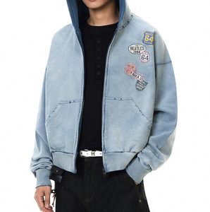 Moletom com Zíper Vintage Personalizado OEM, Lavagem Neve, Estilo Americano Retrô, Alta Qualidade, Estampa de Letras, Ajuste Casual Solto - Product Image 4