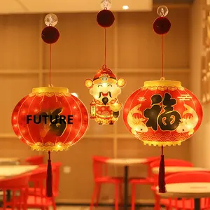 Lanterne rouge décorative de style traditionnel chinois pour le Nouvel An, étanche IP65, <span class=keywords><strong>avec</strong></span> <span class=keywords><strong>ventouse</strong></span>, à suspendre, lumières LED portatives - Product Image 1