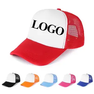 Gorra de béisbol de malla de 5 paneles con logotipo personalizado de alta calidad, gorras de camionero de espuma de esponja bordada con estampado