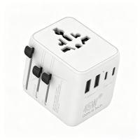 Chargeur compact 45W, adaptateur de prise internationale, adaptateur de voyage, multi-prises, prise universelle avec chargeur USB C 45W