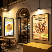 Vente en gros de boîtes lumineuses LED ultra-minces pour menu de restaurant, boîte lumineuse à cadre LED, boîte lumineuse pour la publicité, pour café, restauration rapide